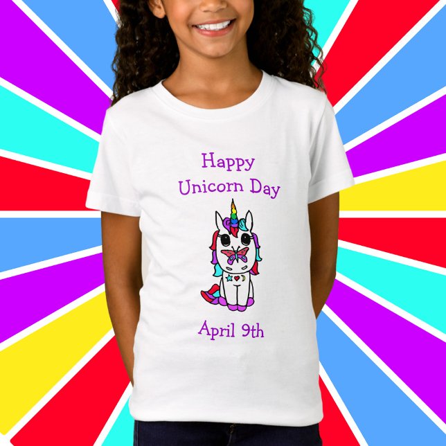 Lycklig Unicorndag 9 april T Shirt (Skapare uppladdad)
