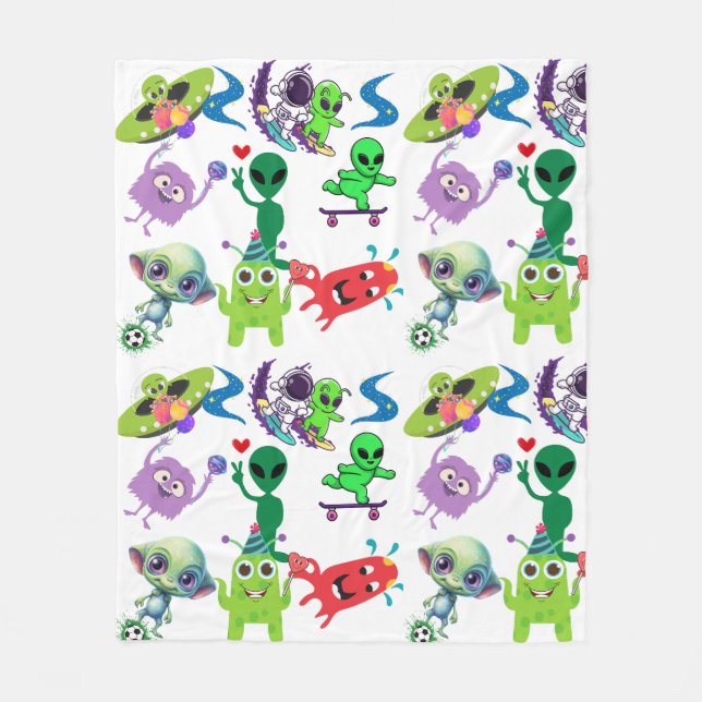 Lycklig Utomjordingar Rockin' Fleecefilt (Framsidan)