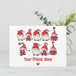 Lycklig V - Dagen Gnome Lettering Classroom Julkort