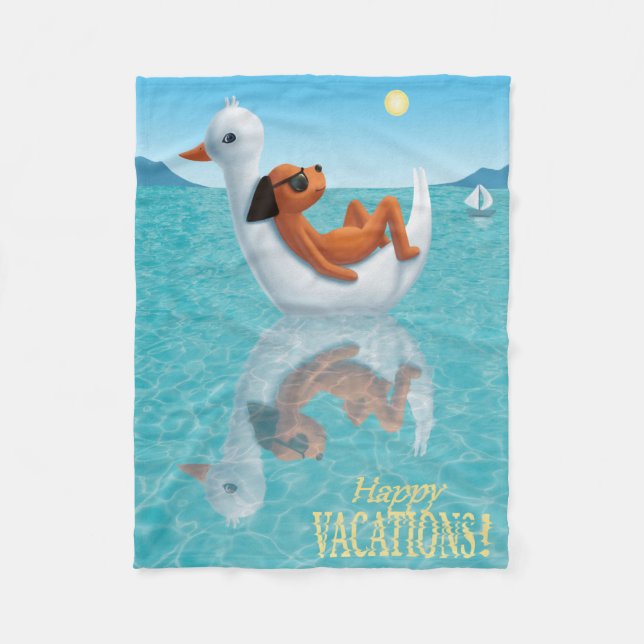 Lycklig Vacations! Fleece Blanket (Framsidan)