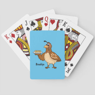 Lycklig vaktel med äggens tecknad casinokort