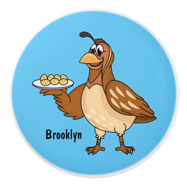 Lycklig vaktel med äggens tecknad knopp (Framsidan)