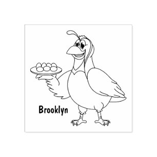 Lycklig vaktel med äggens tecknad stämpel