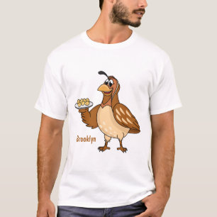Lycklig vaktel med äggens tecknad t shirt