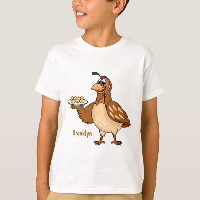 Lycklig vaktel med äggens tecknad t shirt (Framsida)