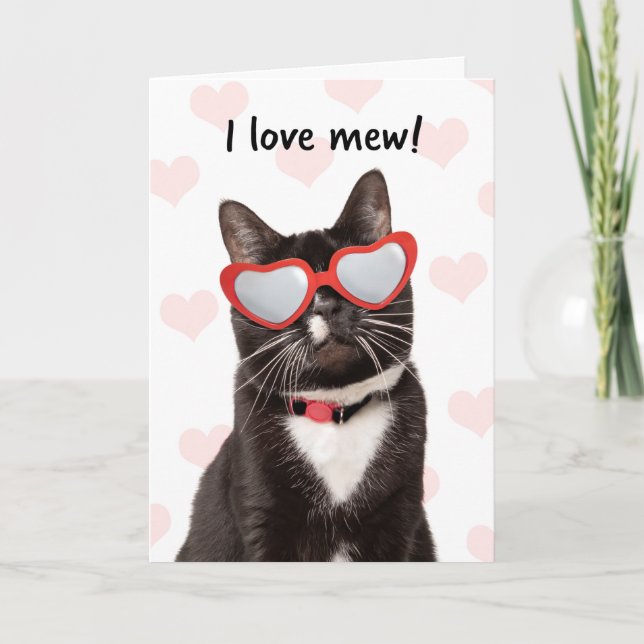 Lycklig Valeneitnes dag I Kärlek Mew Cute Cat Helgkort (Framsida)