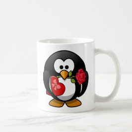 Lycklig valentin dagpingvin kaffemugg