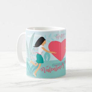 Lycklig valentin trädgård för dagvår kaffemugg
