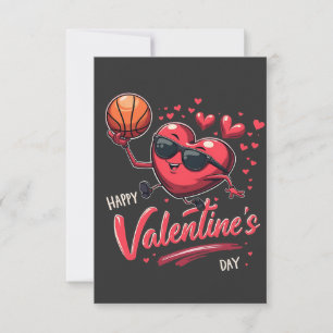 Lycklig Valentindagen Basketball Älskare Tack Kort