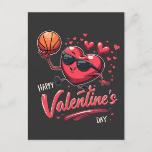 Lycklig Valentindagen Basketball Älskare Vykort