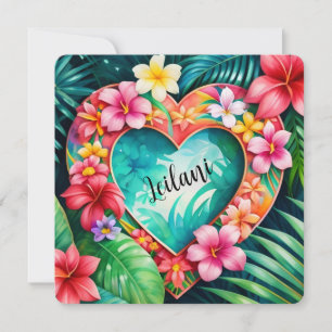Lycklig Valentindagen Hawaiian Lei Namn Anteckningskort