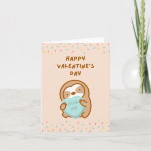 Lycklig Valentindagen Hug Me Candy Heart Sloth Kort