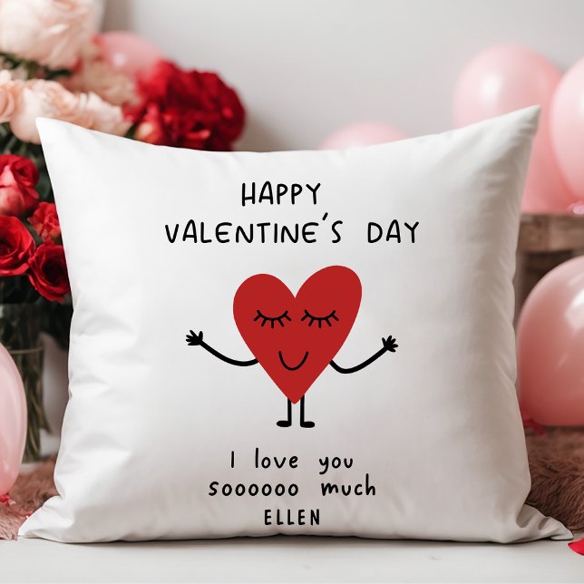 Lycklig Valentindagen med Cute Tecknad Heart Kudde (Skapare uppladdad)
