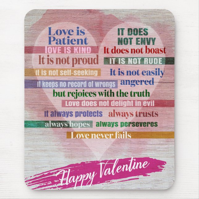 Lycklig Valentine - 1 Corinthians 13 Musmatta (Framsidan)
