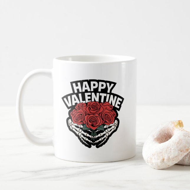 Lycklig Valentine Även de Bones Need Kärlek Kaffemugg (Med munk)