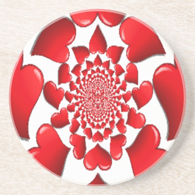 Lycklig Valentine Big Red Hearts Underlägg Sandsten (Framsidan)