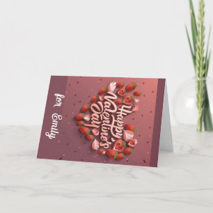 Lycklig Valentine Card rosa äpple hjärta kärlek ca Tack Kort