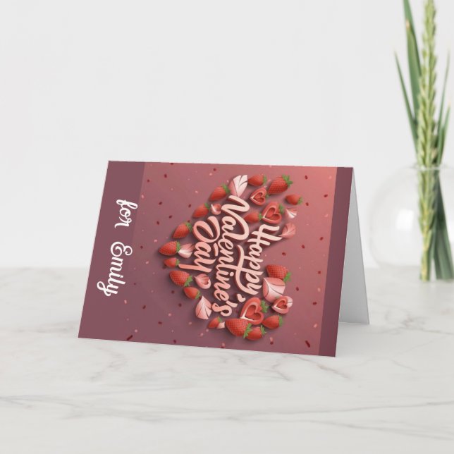 Lycklig Valentine Card rosa äpple hjärta kärlek ca Tack Kort (Framsida)