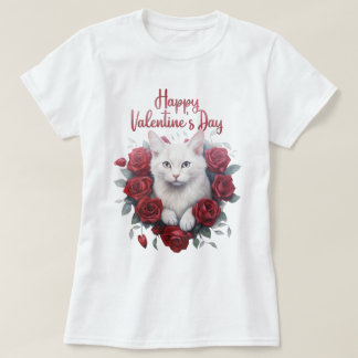 Lycklig Valentine Cat Design, Cat T-shirt