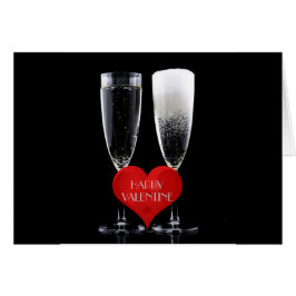 Lycklig Valentine Champagne Flute Glass Red Heart Hälsningskort