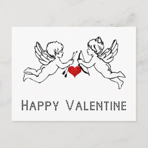 Lycklig Valentine Cherubs Cupid par Red Heart Helg Vykort