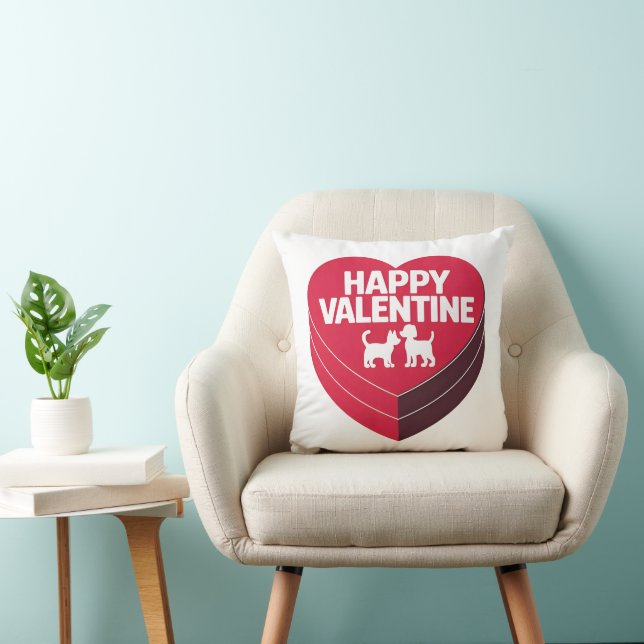 Lycklig Valentine, Chocs & Hårig Silhouette Kudde (Stol)