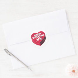 Lycklig Valentine, Chocs & Hårig Silhouette Runt Klistermärke