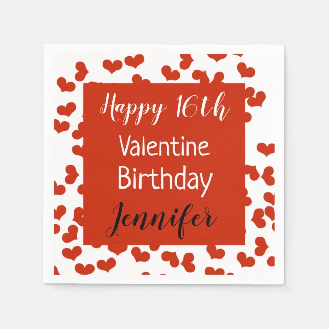 Lycklig Valentine Födelsedagsfest Pappersservett (Framsidan)