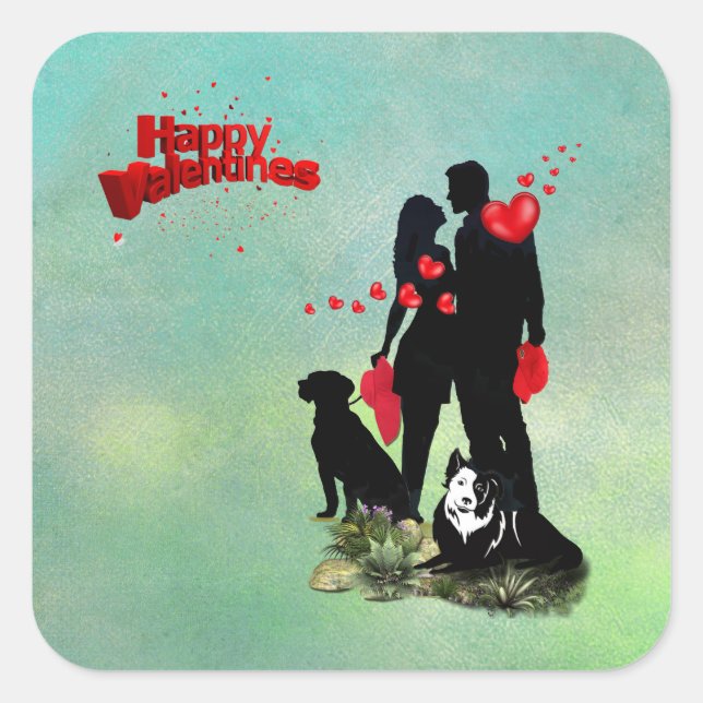 Lycklig Valentine Fyrkantigt Klistermärke (Framsida)