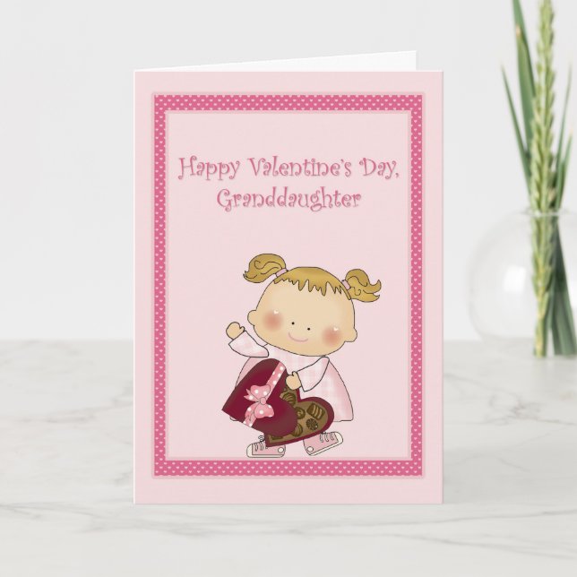 Lycklig Valentine Granddotter, Heart Box Candy Helgkort (Framsida)