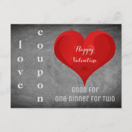 Lycklig Valentine Heart Chalkboard Kärlek Coupon Helg Vykort