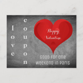 Lycklig Valentine Heart Chalkboard Paris Coupon Helg Vykort