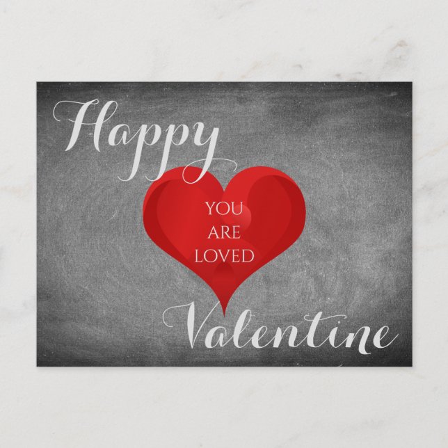 Lycklig Valentine Heart Chalkboard Typography Helg Vykort (Framsida)