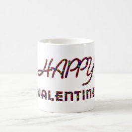 Lycklig Valentine Hearts Typography Funny Cute Kaffemugg