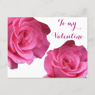 Lycklig Valentine kärlek söt rosa ros blommigt söt Vykort