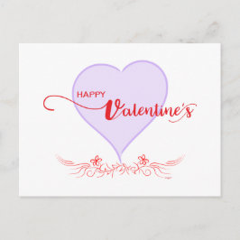 Lycklig-Valentine-Lila-Heart-Swirls Helg Vykort