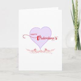 Lycklig-Valentine-Lila-Heart-Swirls Helgkort