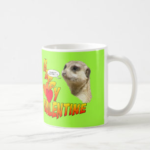 Lycklig Valentine Meerkat Cust. Mugg två hjärtan