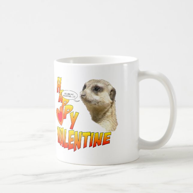 Lycklig Valentine Meerkat Mugg 2 hjärtan i 1 (Höger)