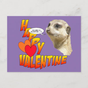 Lycklig Valentine Meerkat Postcard Anpassade Helg Vykort