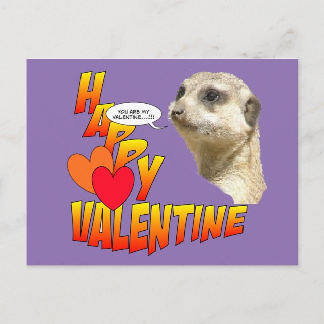 Lycklig Valentine Meerkat Postcard Anpassade Helg Vykort (Framsida)