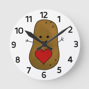 Lycklig Valentine Potato, Kärlek och Hearts Rund Klocka
