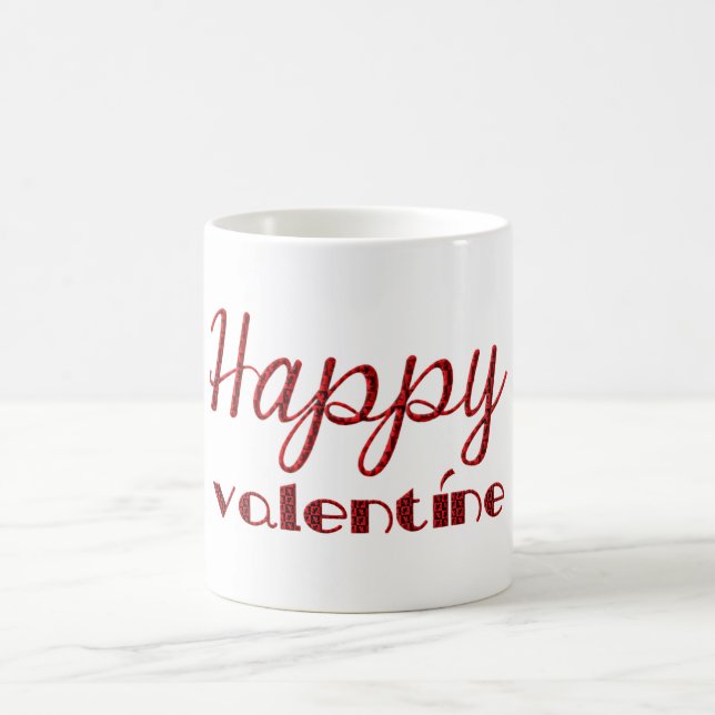 Lycklig Valentine Red Black Cupid Typography Kaffemugg (Center)