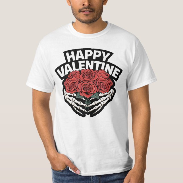 Lycklig Valentine Skele-Ro T-shirt (Framsida)