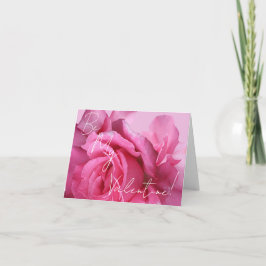 Lycklig Valentine söt rosa ros kärlek blommigt kon Kort