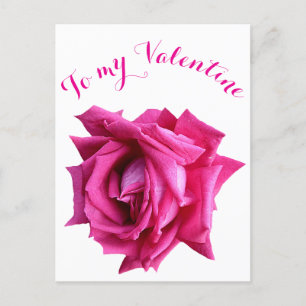 Lycklig Valentine söt shock rosa blommigt ro, Vykort