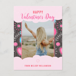 Lycklig Valentine Stollig Rosa Blue Heart Flower N Helg Vykort