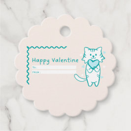 Lycklig Valentine Teal Kattunge Gåvor Etiketter