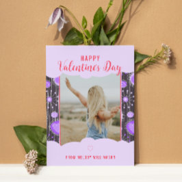 Lycklig Valentine Whimsical Lila hjärtblomma Namn Julkort