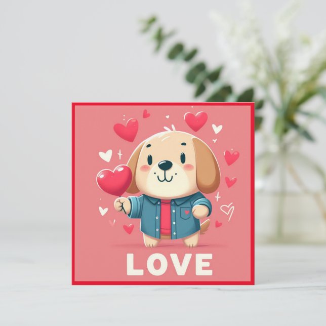 Lycklig Valentinens valvkort med flata valpar Julkort (Stående Fram)
